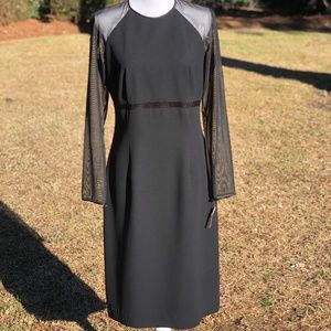 Talbots Black Dress with Sheer Sleeves NWT